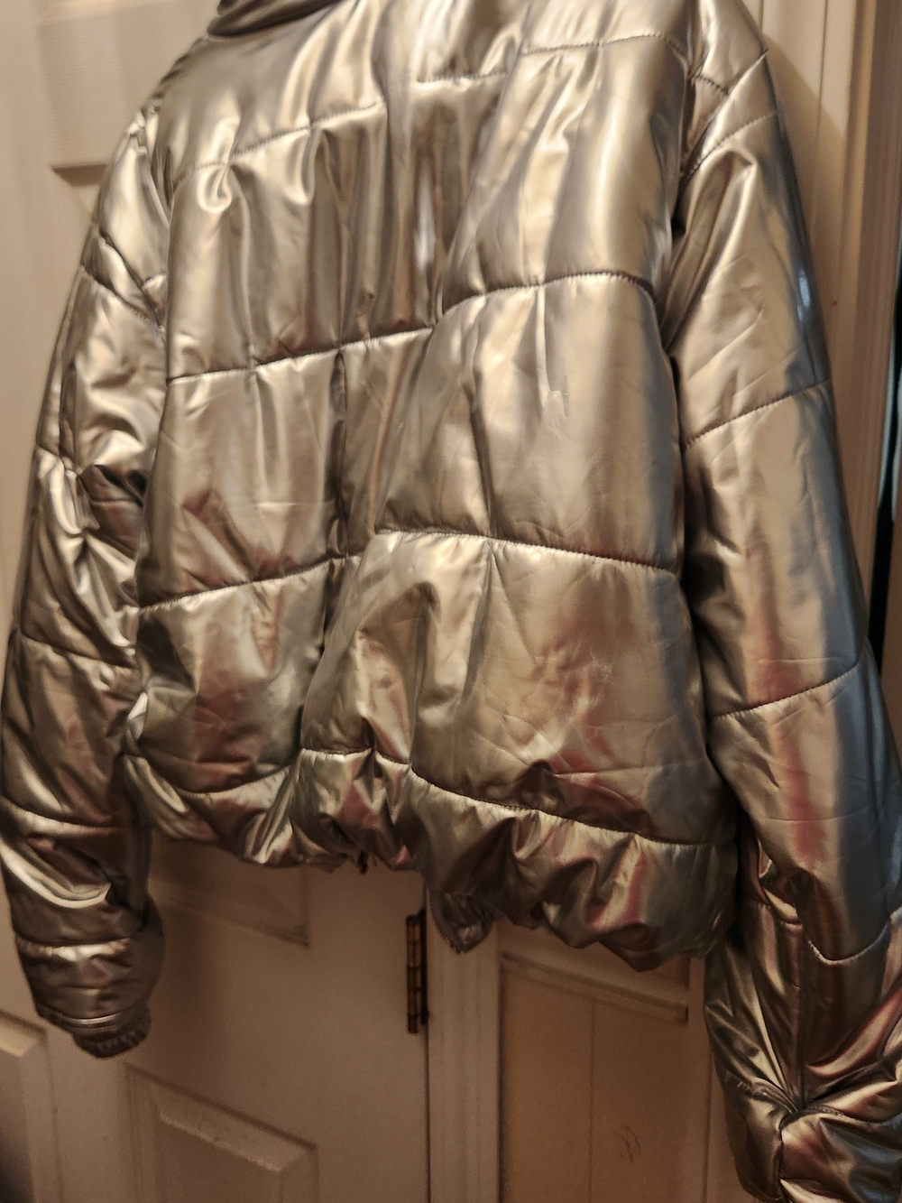 Metallic Silver Puffer Jacket